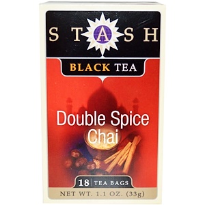 Stash Tea, Черный чай высшего сорта, чай с двойным содержанием пряностей, 18 чайных пакетиков, 1,1 унции (33 г)