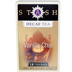 Stash Tea, Чай высшего сорта без кофеина, ванильный чай, 18 чайных пакетиков, 1,2 унции (36 г)