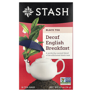 Stash Tea, Chá Preto, Descafeinado, Café da Manhã Inglês, 18 Saquinhos de Chá, 36 g (1,2 oz)