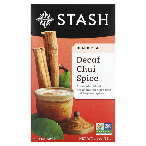 Stash Tea‏, Black Tea, Decaf Chai Spice, 18 Tea Bags, 1.1 oz (33 g)