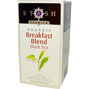Stash Tea, Органический черный чай, смесь для завтрака, 18 чайных пакетиков, 1,1 унции (33 г)