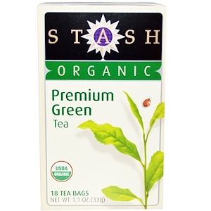 Stash Tea, Органический зеленый чай высшего сорта, 18 чайных пакетиков, 1,1 унции (33 г)