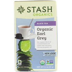 Отзывы о Стэш Ти, Black Tea, Organic Earl Grey, 18 Tea Bags, 1.1 oz (33 g)