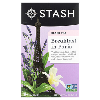 Stash Tea черный чай, «Завтрак в Париже», 18 чайных пакетиков, 36 г (1,2 унции)