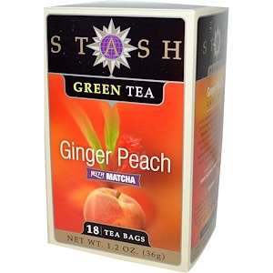 Stash Tea, Зеленый чай, имбирь и персик, с чаем маття, 18 чайных пакетиков, 1,2 унции (36 г)
