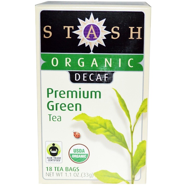 Stash Tea, Organic, Premium, Decaf, Premium Green Tea, 18 Tea Bags, 1.1 ...