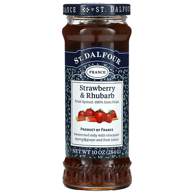 St. Dalfour Strawberry & Rhubarb, Deluxe Strawberry & Rhubarb Spread, 10 oz (284 g)  - купить со скидкой