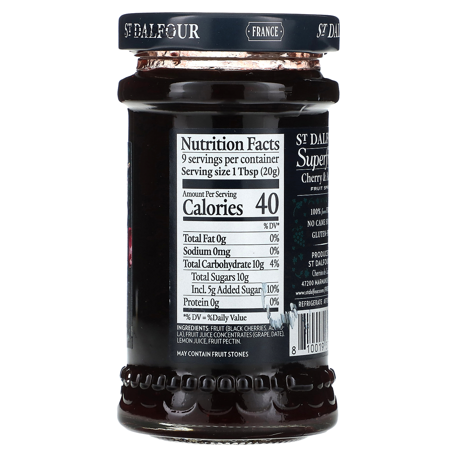 St. Dalfour, Fruit Spread, Cherry & Acerola, 6 oz, Gluten-Free, No