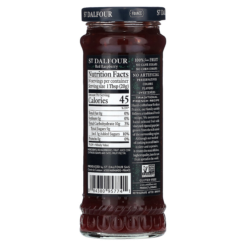 St. Dalfour, Red Raspberry Fruit Spread, 10 oz (284 g)