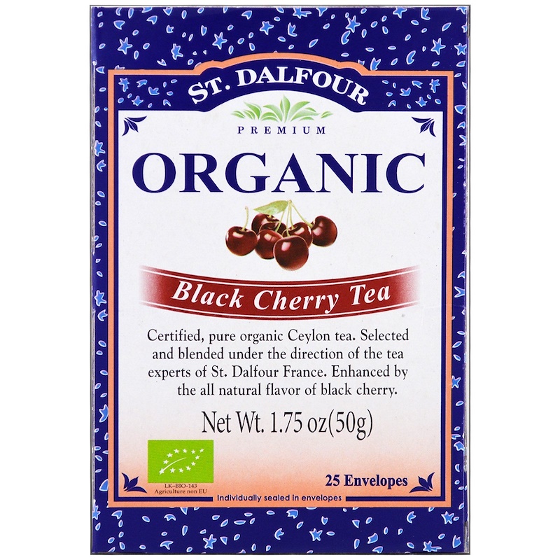 St. Dalfour, Organic, Black Cherry Tea, 25 Envelopes, 1.75 oz (50 g