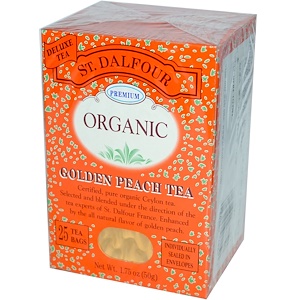 St. Dalfour, Натуральный чай из золотистых персиков, 25 пакетиков, 1.75 унций (50 г)
