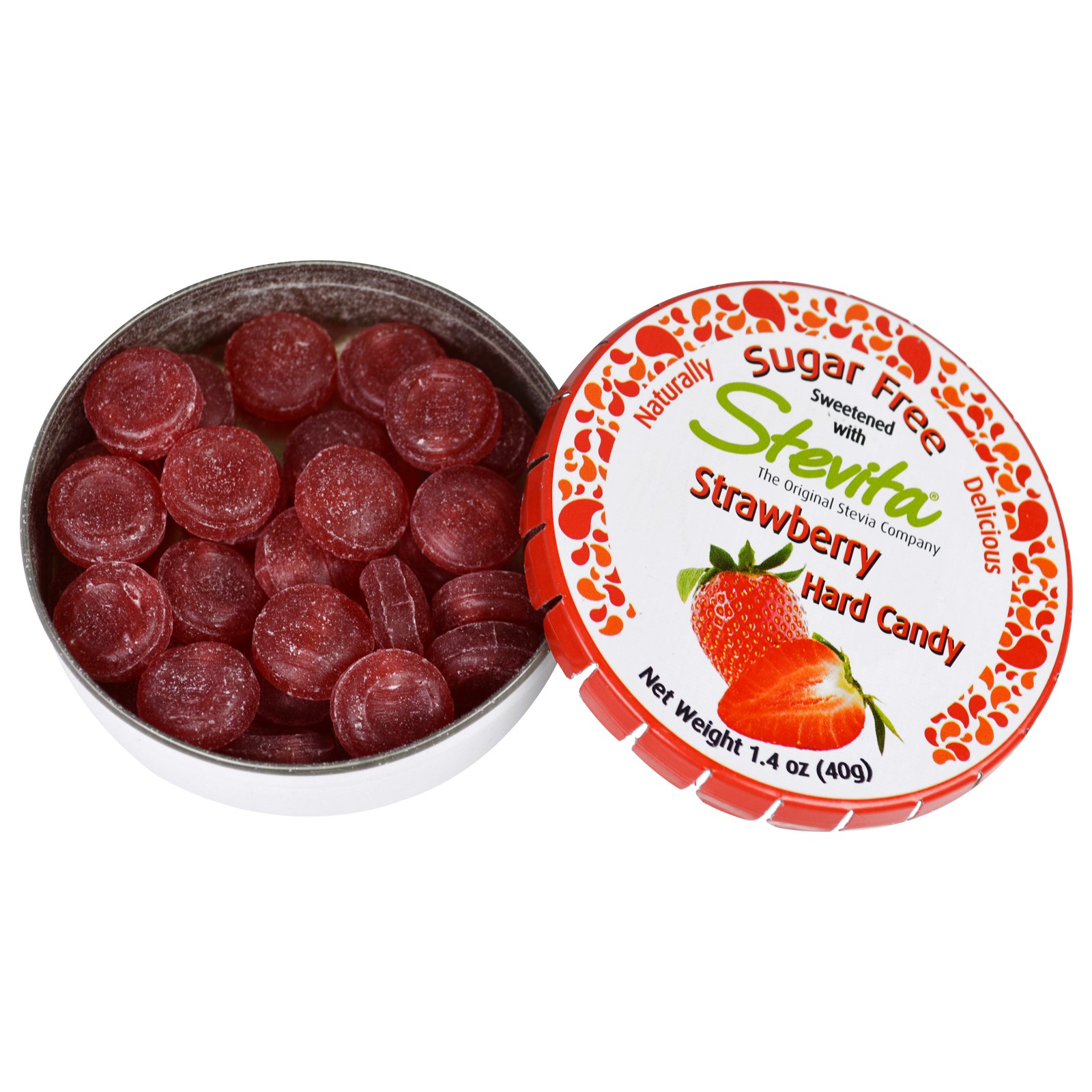 Stevita, Strawberry Hard Candy, Sugar Free, 1.4 oz (40 g)