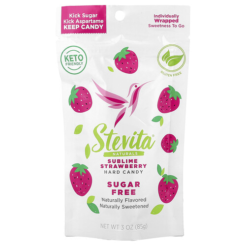 Stevita Naturals Naturals, Sugar Free Hard Candy, Sublime Strawberry, 3 oz (85 g)