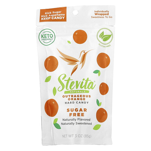 Stevita Naturals Naturals, Sugar Free Hard Candy, Outrageous Orange, 3 oz (85 g)