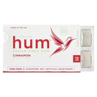 Stevita, Hum®, Sugar-Free Gum, Cinnamon, 12 Pieces