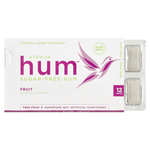 Stevita Naturals Hum™, Sugar-Free Gum, Fruit, 12 Pieces