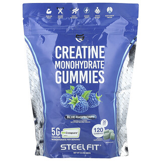 SteelFit, Gommes à la créatine monohydrate, Framboise bleue, 120 gommes