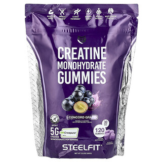 SteelFit, Gomitas con monohidrato de creatina, Uva Concord, 120 gomitas