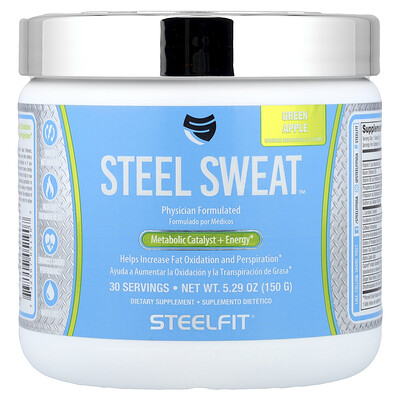 SteelFit, Steel Sweat™, Catalizador metabólico y energía, Manzana verde, 150 g (5,29 oz)