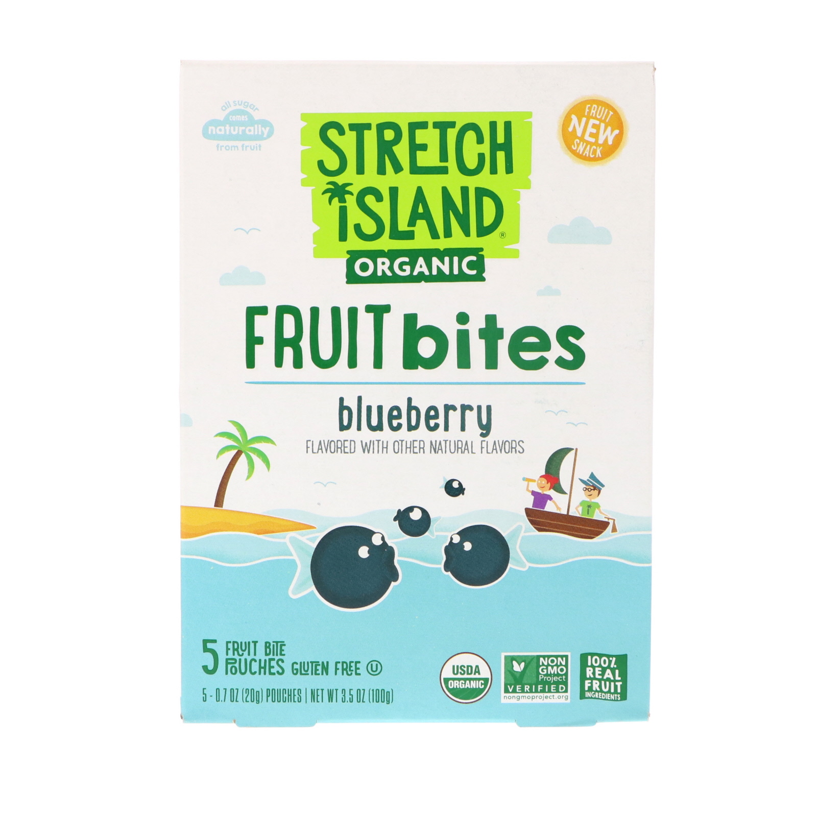stretch island, fruit bites, blueberry, 5 pouches, 0.
