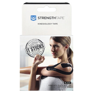 Strengthtape (스트랭스 테이프), Kinesiology 테이프, 블랙, 프리컷 스트립 20개