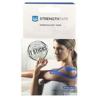 Strengthtape, кінезіологічний тейп, темно-синій, 20 попередньо нарізаних смужок