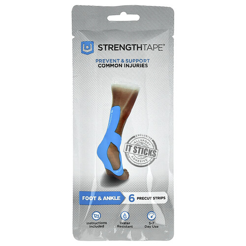 Strengthtape, Kinesiology Tape, Foot & Ankle, 6 Precut Strips