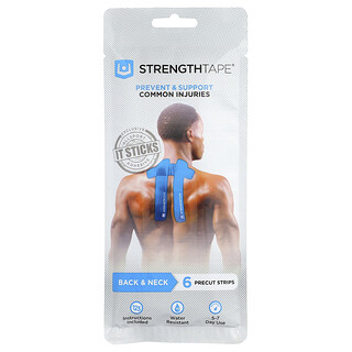 Strengthtape, Kit de cintas de kinesiología, espalda y cuello, 6 tiras precortadas