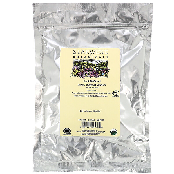 Starwest Botanicals‏, Organic Garlic Granules, 1 lb (453.6 g)