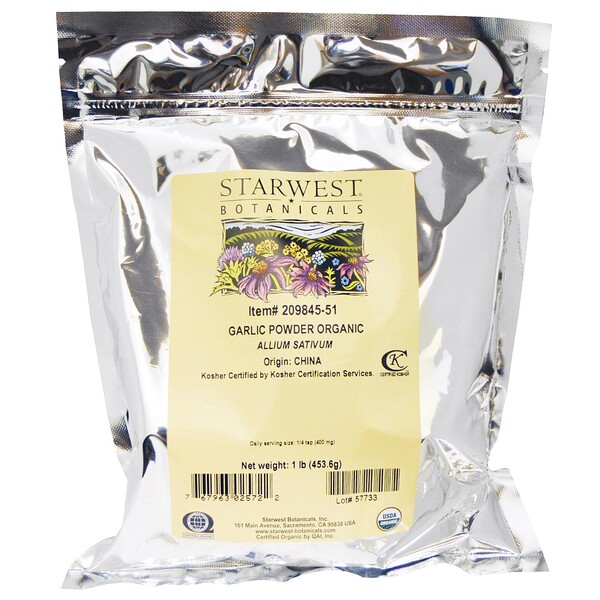 Starwest Botanicals‏, Organic Garlic Powder, 1 lb ( 453.6 g)