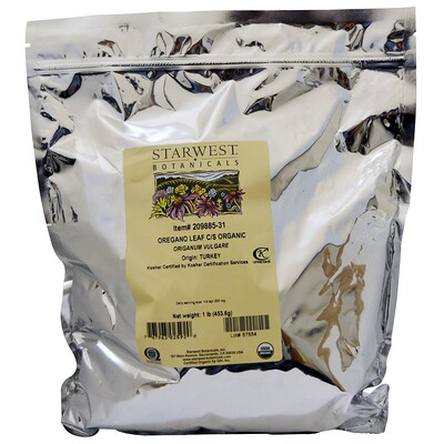 Starwest Botanicals Измельченный и просеянный лист душицы, натуральный, 1 фунт