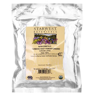 Starwest Botanicals, Raiz de Cúrcuma Orgânica em Pó, 1 lb (453,6 g)