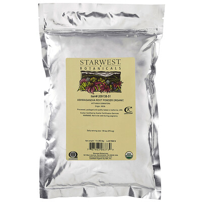 

Starwest Botanicals Organic Ashwagandha Root Powder 1 lb (453.6 g)