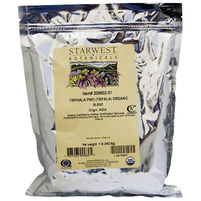 Starwest Botanicals органическая смесь порошка трифалы, 453,6 г (1 фунт)