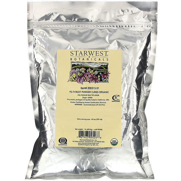 Starwest Botanicals‏, Organic, Fo-Ti Root Powder Cured , 1 lb (453.6 g)