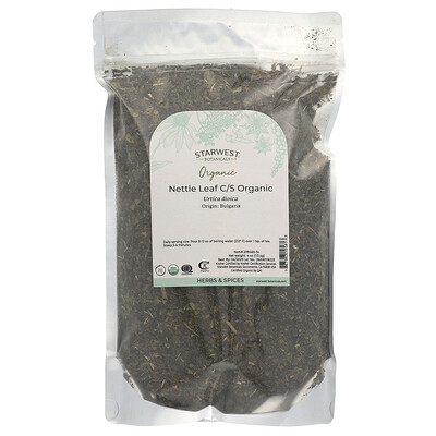 Starwest Botanicals, Hoja de ortiga orgánica, Cortada y tamizada, 113,4 g (4 oz)