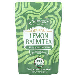 Starwest Botanicals, Tè alla melissa biologica, 20 bustine di tè, 30 g