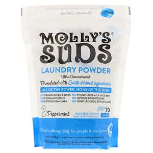 Отзывы о Моллис Садс, Laundry Powder, Ultra Concentrated, Peppermint, 70 Loads, 47 oz (1.33 kg)