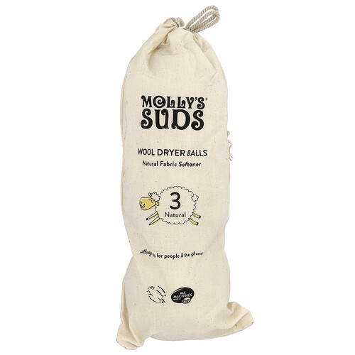 Molly's Suds, Wool Dryer Balls, Trocknerkugeln aus Wolle, 3 Bälle