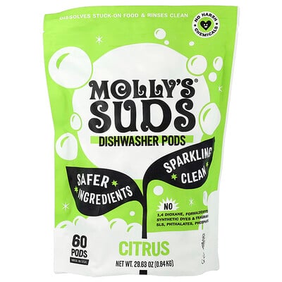 Mollys Suds Dishwasher Pods Citrus 60 Pods 2963 oz 084 kg