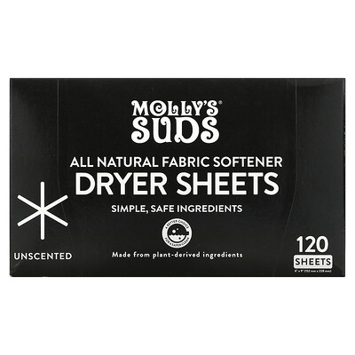 Molly's Suds Dryer Sheets Unscented 120 Sheet