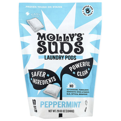 Photos - Laundry Detergent Laundry Molly's Suds, Pods, Peppermint, 60 Pods, 29.63 oz SUD-70132 (0.84 kg)