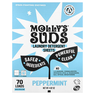 Molly's Suds, Hojas de detergente para la ropa, Menta, 35 hojas