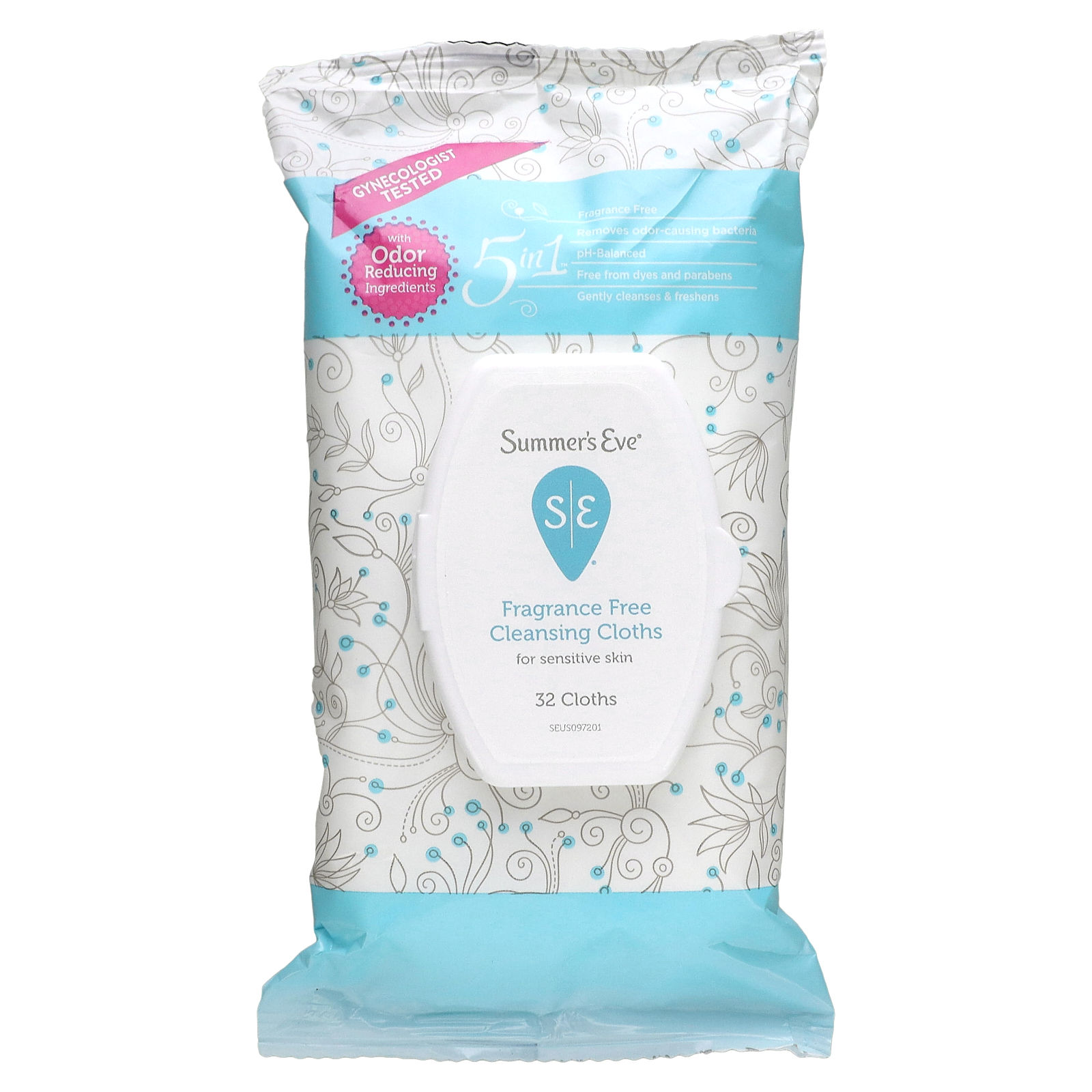 Summer's Eve, 5 in 1 Cleansing Cloths, Fragrance Free, 32 Cloths