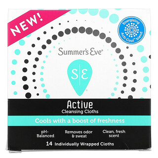 Summer's Eve, Active Cleansing Cloths, 14 Individually Wrapped Cloths