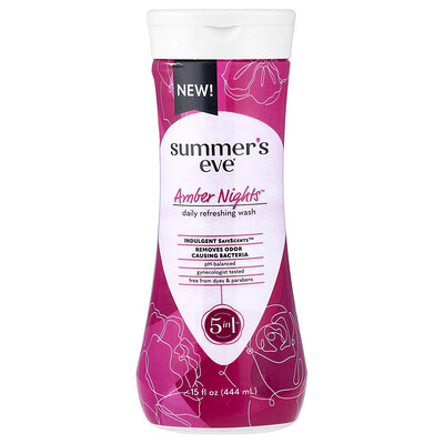 Summer's Eve, Jabón líquido refrescante de uso diario 5 en 1™, Amber Nights™, 444 ml (15 oz. líq.)