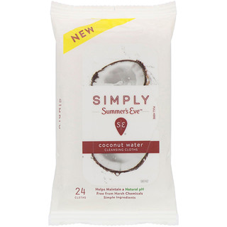 Summer's Eve, Lingettes nettoyantes Simply, Coconut Water, 24 lingettes
