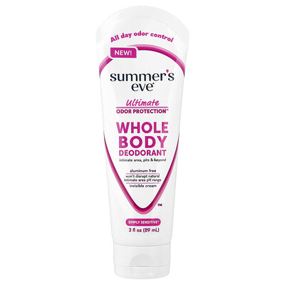 Summer's Eve, Ultimate Odor Protection™, Desodorante para todo el cuerpo, Simply Sensitive®, 89 ml (3 oz. líq.)