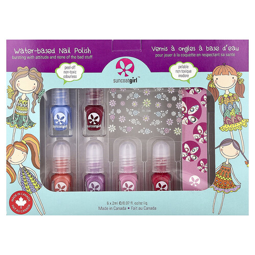 SuncoatGirl, Vandbaseret neglelak, mini manikyrkit, 8-delt kit
