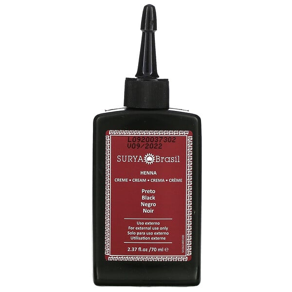 Surya Brasil, Crema de henna, tinte y acondicionador para el cabello, negro, 2.37 fl oz (70 ml)